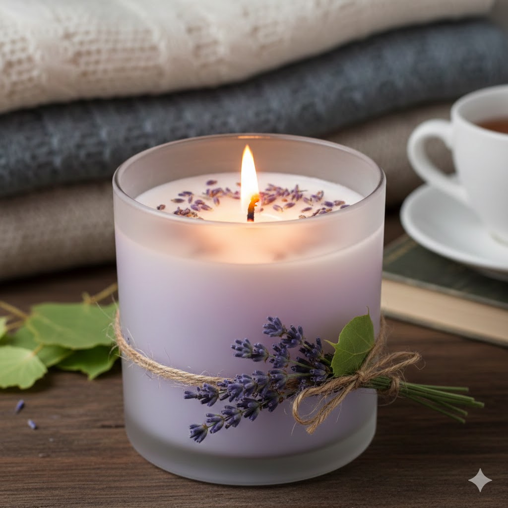Duftlys med lindrende lavendel